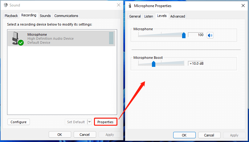 amplify boost increase mic volume windows 11 1